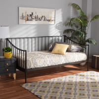 Baxton Studio TS-Hanna-Black-Daybed Baxton Studio Rupert Vintage Industrial Black Metal Daybed